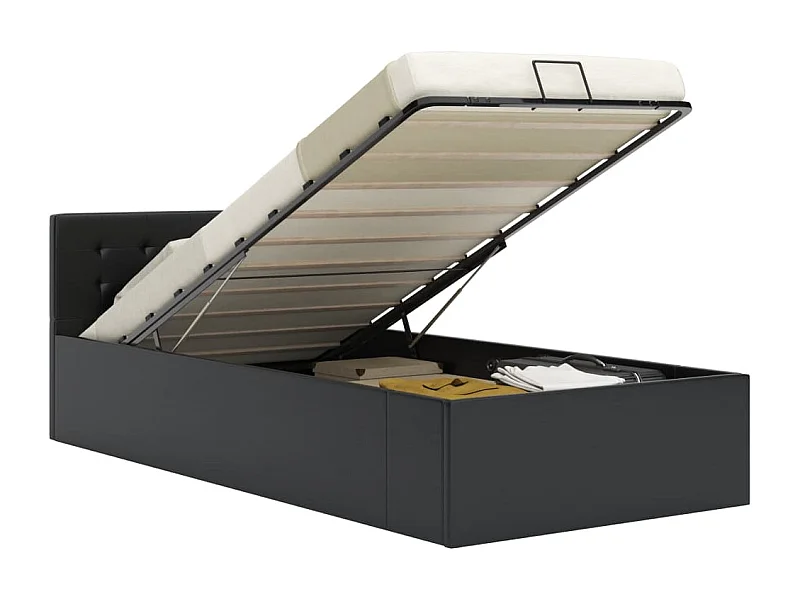 Giroletto con Contenitore Idraulico Nero Similpelle 90x200cm