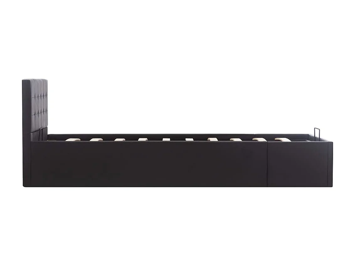 Cadre de lit à rangement hydraulique Noir Similicuir 90x200 cm