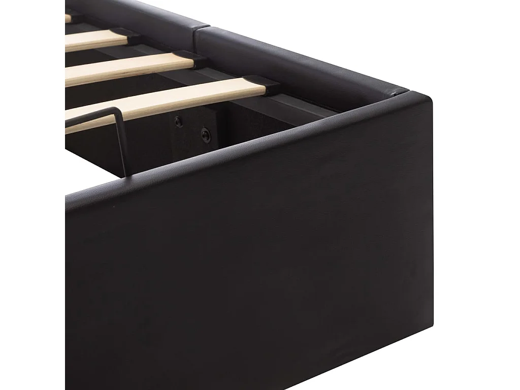 Cadre de lit à rangement hydraulique Noir Similicuir 90x200 cm