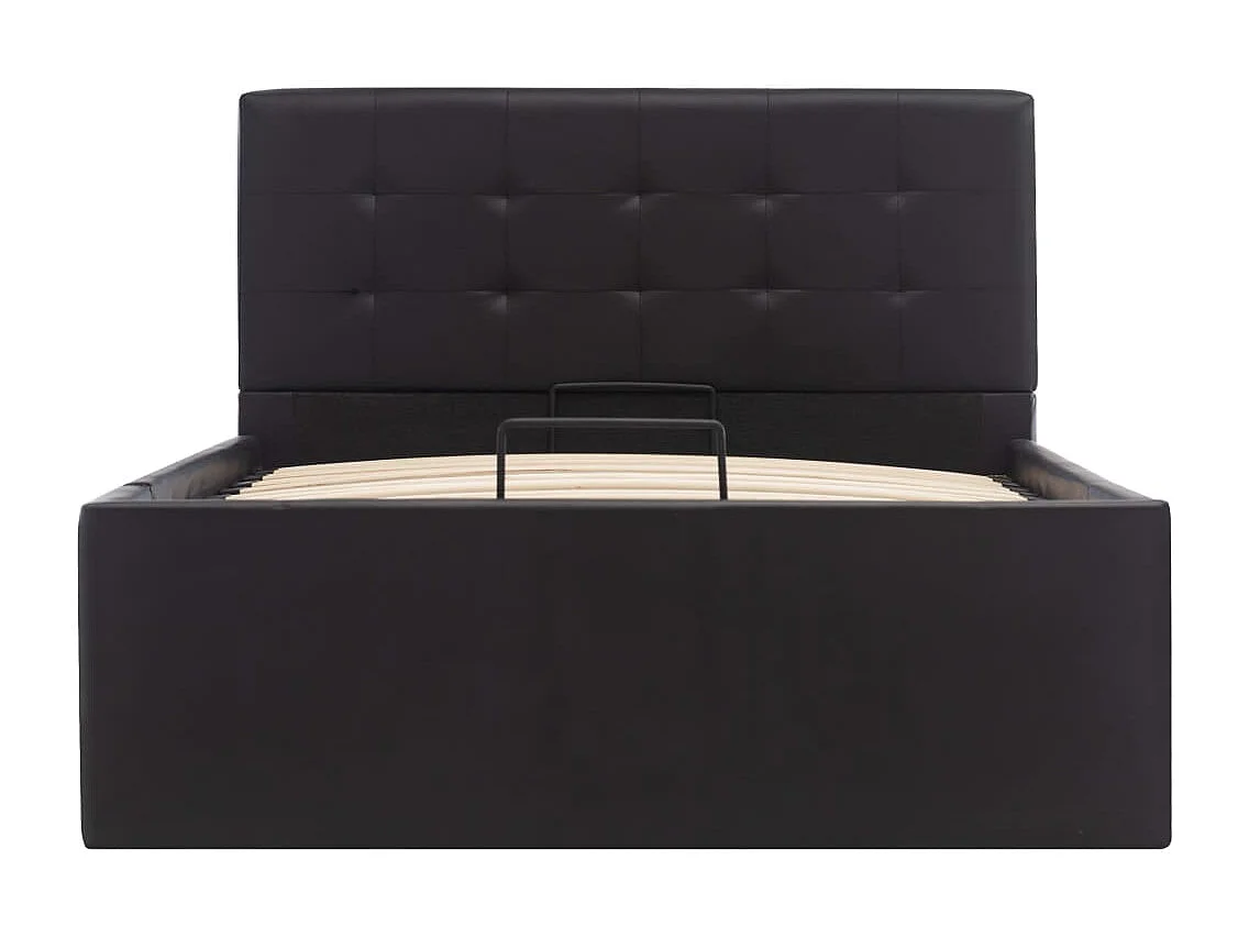 Cama hidráulica c/ arrumação 90x200cm couro artificial preto