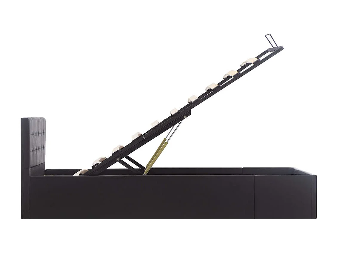 Cama hidráulica c/ arrumação 90x200cm couro artificial preto