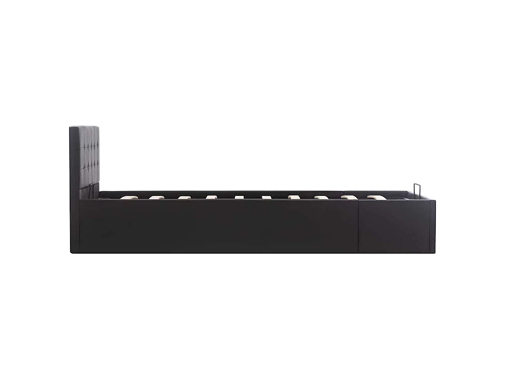 Cadre de lit à rangement hydraulique Noir Similicuir 90x200 cm