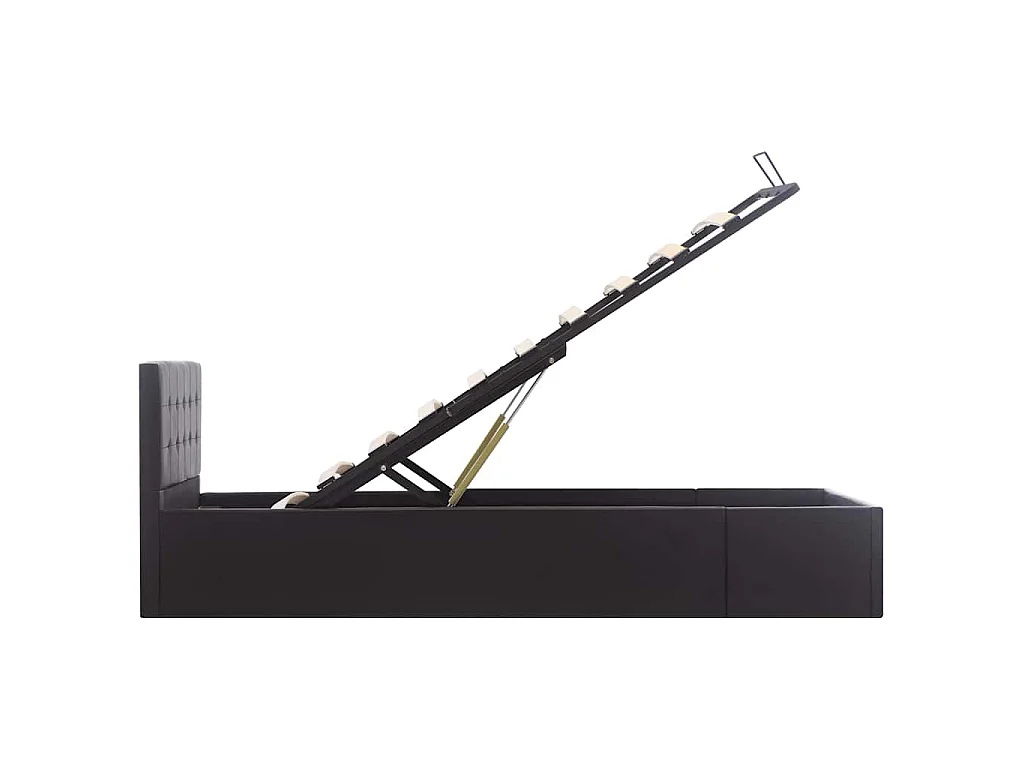 Cadre de lit à rangement hydraulique Noir Similicuir 90x200 cm