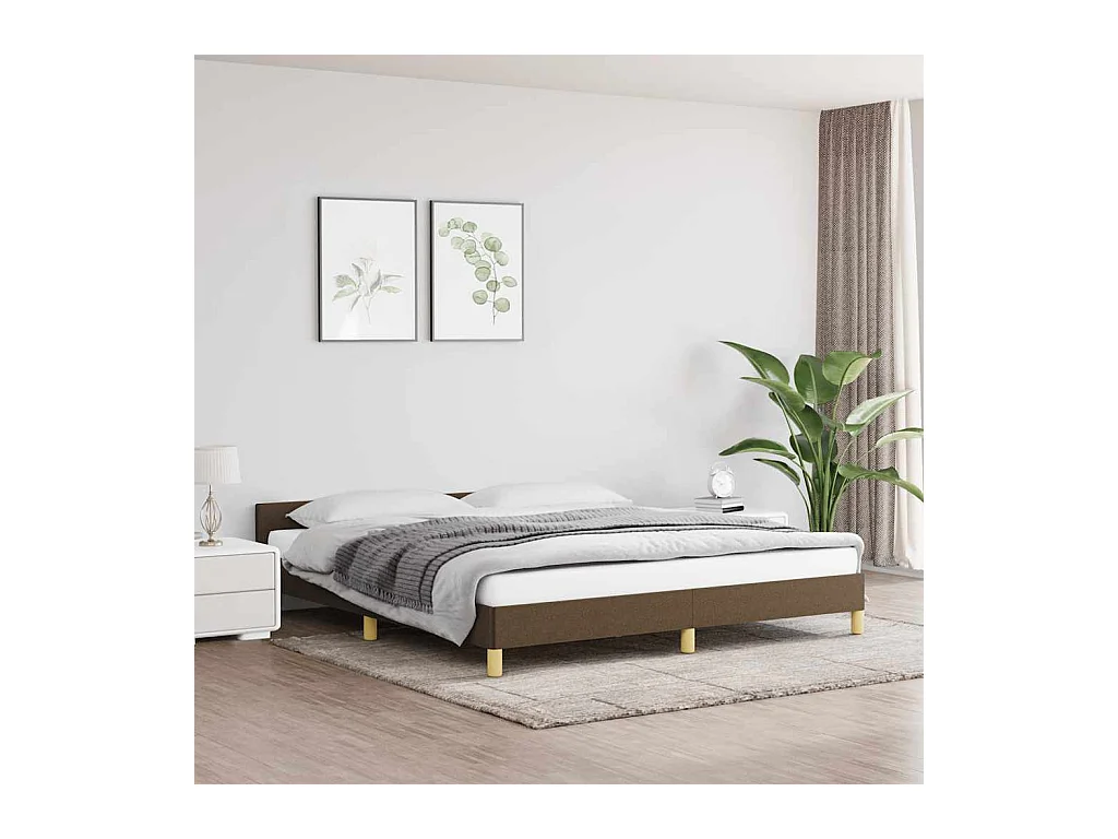 Cadre de lit sans matelas marron foncé 180x200 cm tissu