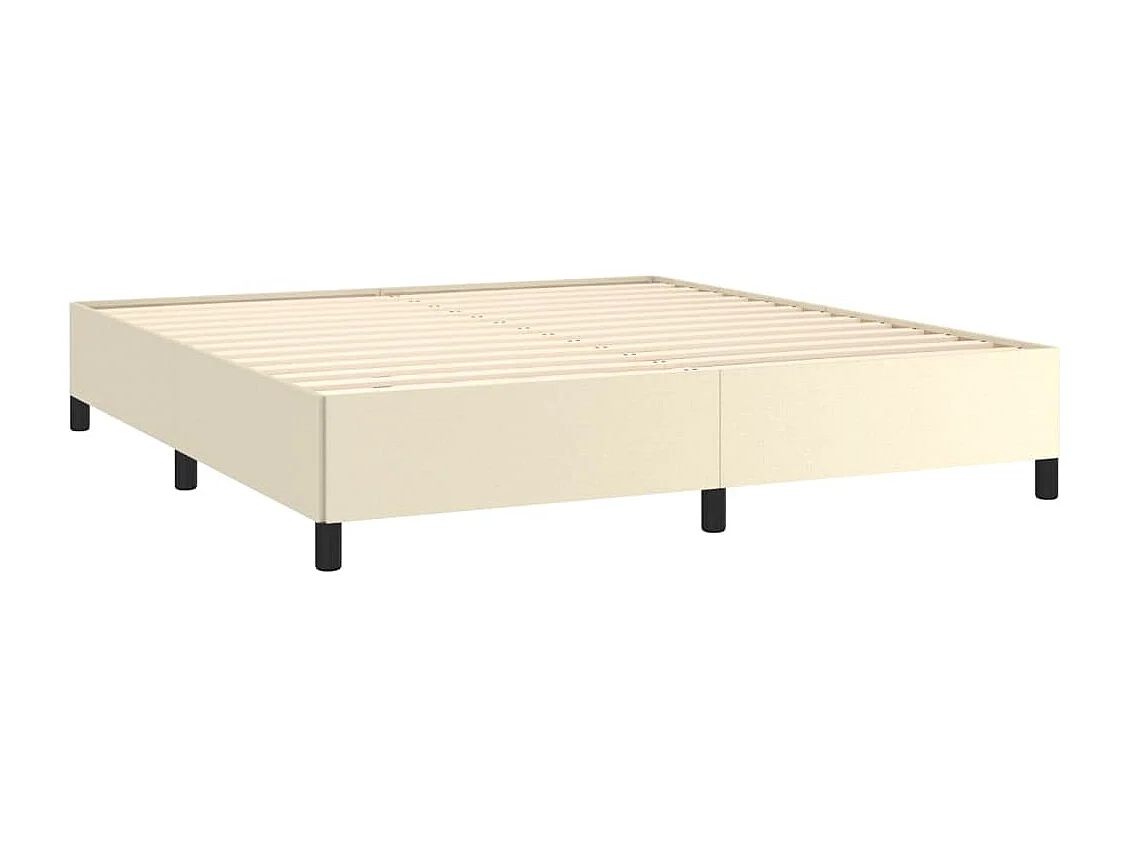 Estructura de cama sin colchón cuero sintético crema 160x200 cm