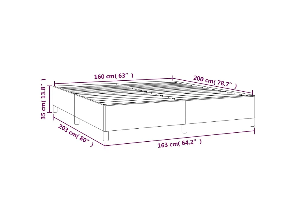 Estructura de cama sin colchón cuero sintético crema 160x200 cm