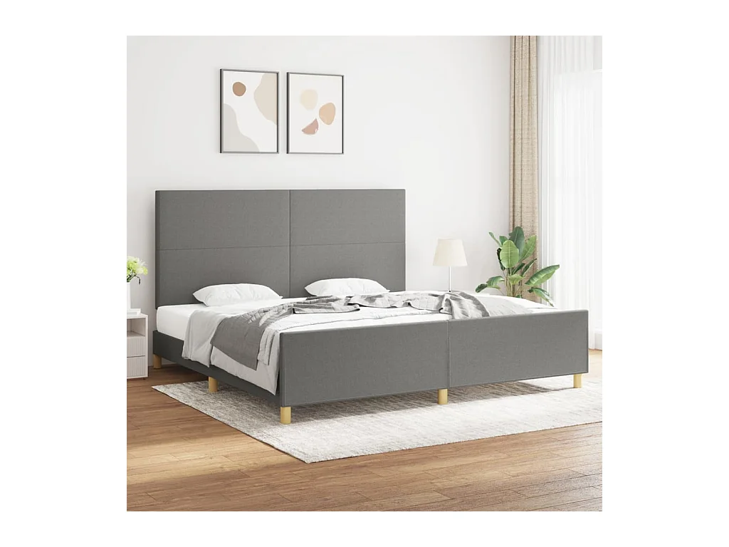 Cadre de lit sans matelas gris foncé 200x200 cm tissu