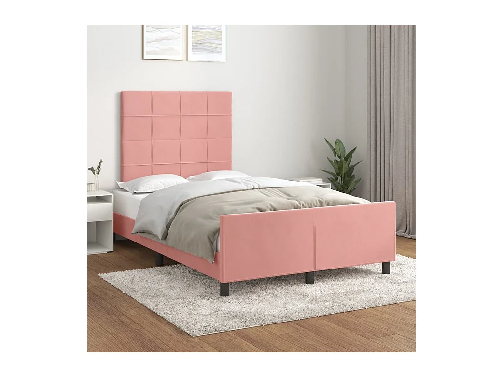 Cadre de lit sans matelas rose 120x200 cm velours
