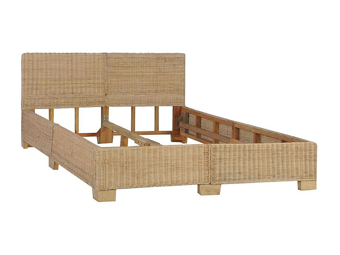 Cadre de lit avec tête de lit sans matelas rotin véritable