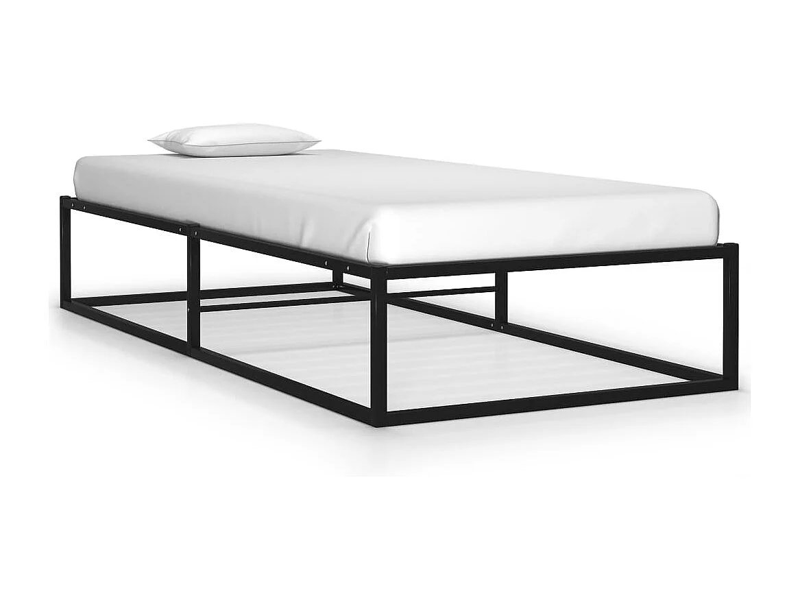Cadre de lit sans matelas noir métal 90x200 cm