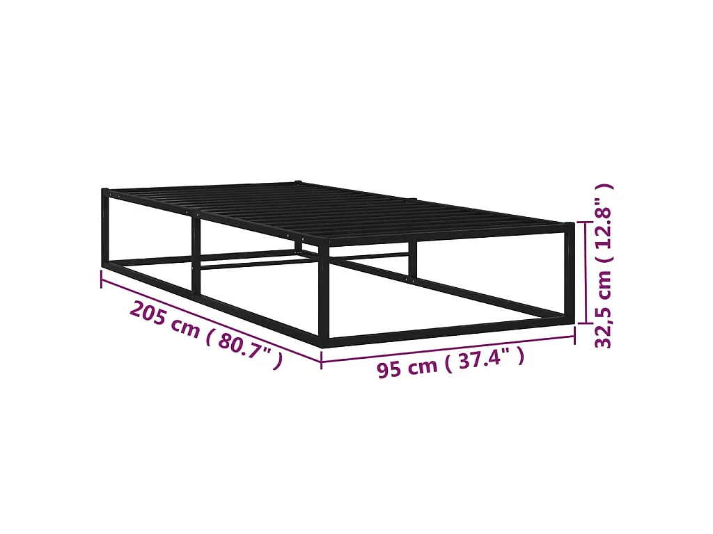 Giroletto Nero in Metallo 90x200 cm