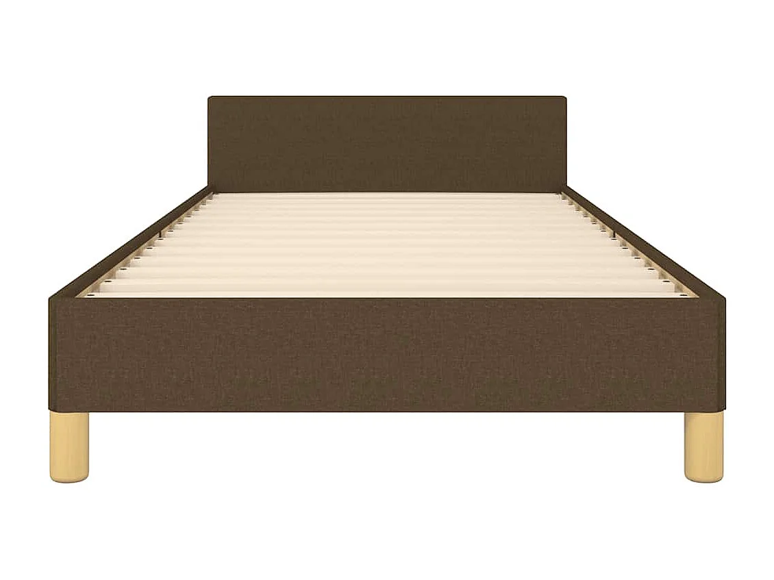 Cadre de lit sans matelas marron foncé 90x190 cm tissu