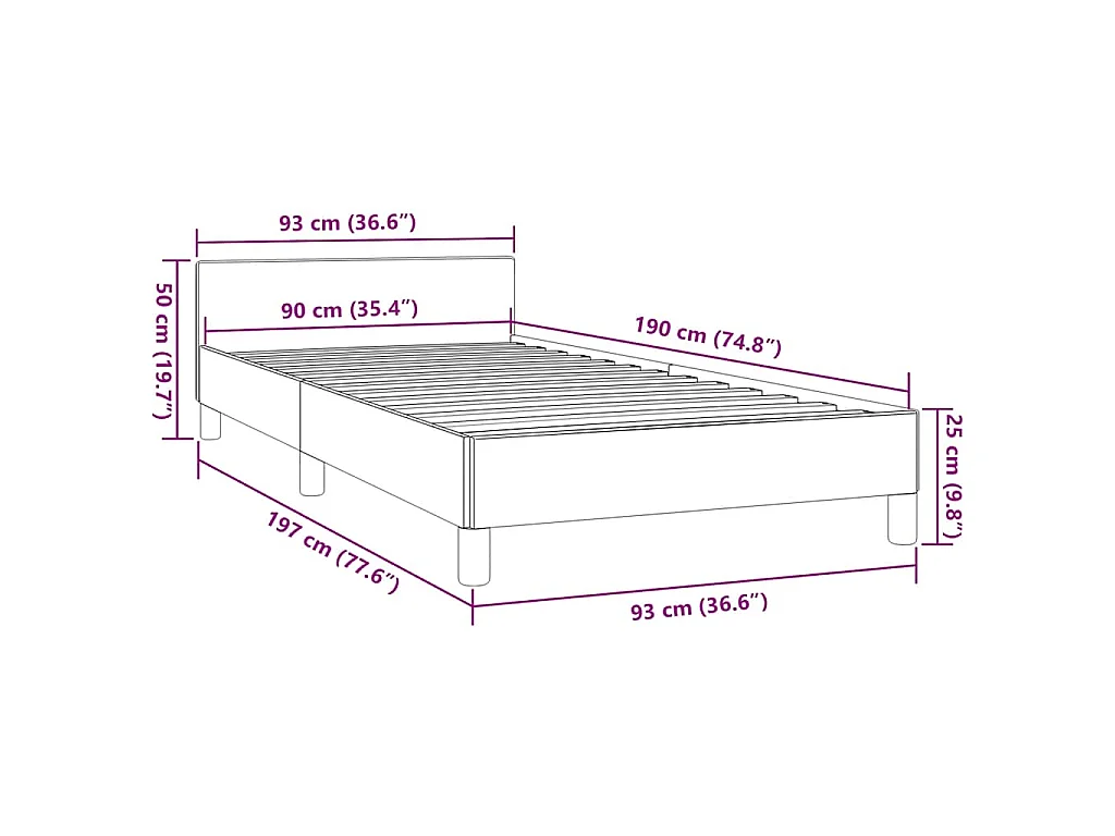 Bettgestell ohne Matratze Dunkelbraun 90x190 cm Stoff