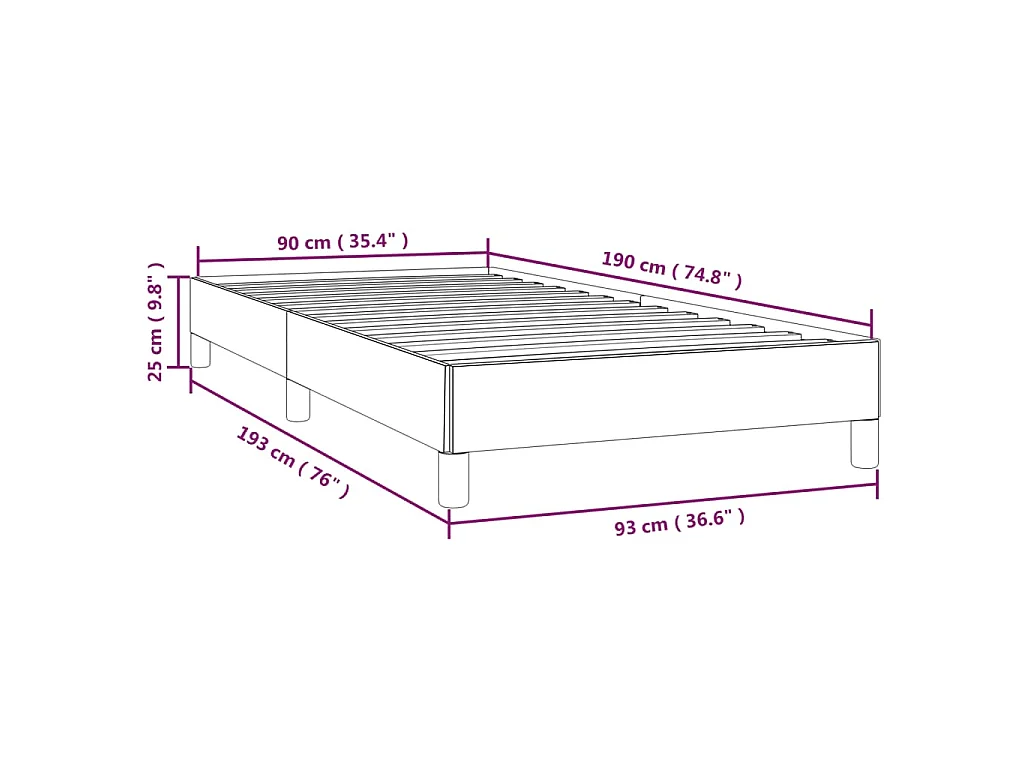 Cadre de lit sans matelas crème 90x190 cm tissu