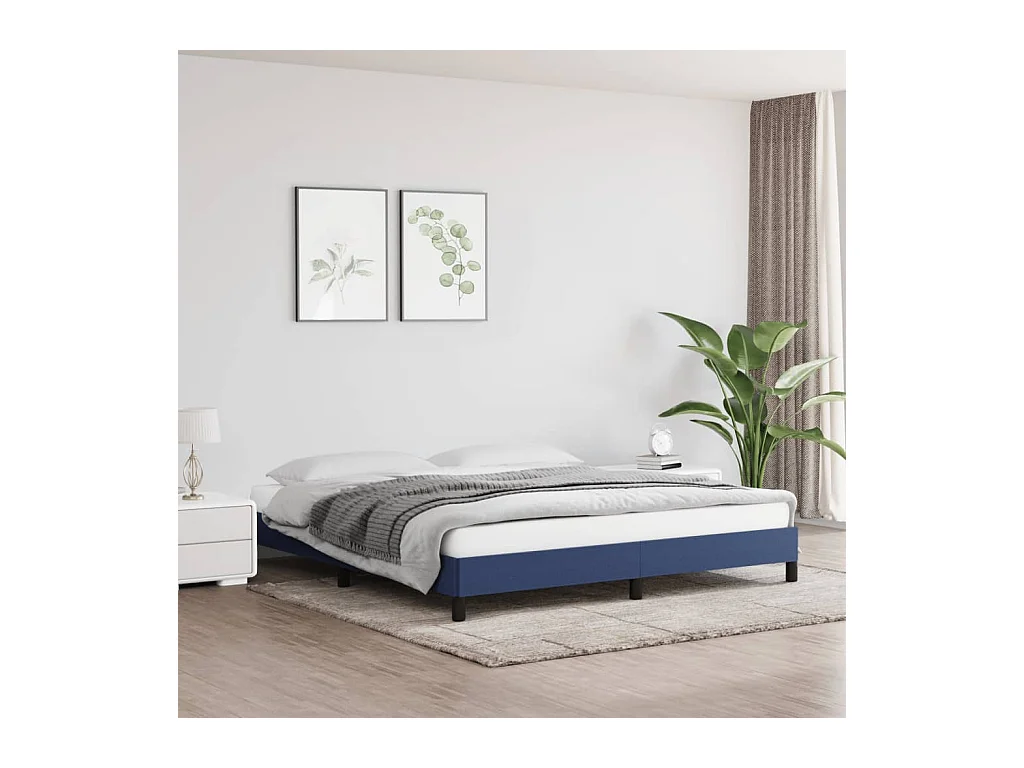 Cadre de lit sans matelas bleu 180x200 cm tissu