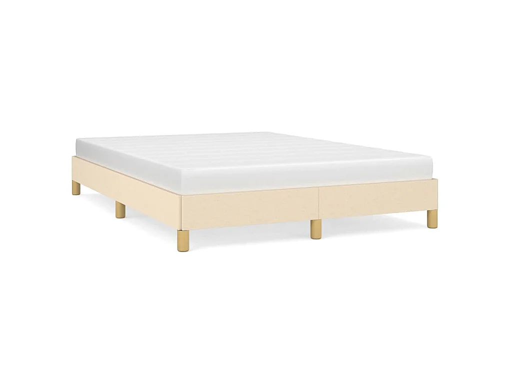 Cadre de lit sans matelas crème 140x190 cm tissu