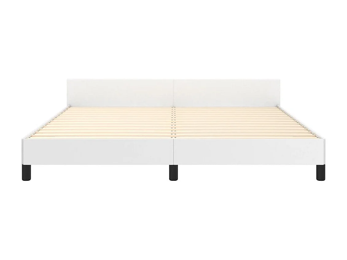 Bedframe met hoofdbord kunstleer wit 180x200 cm
