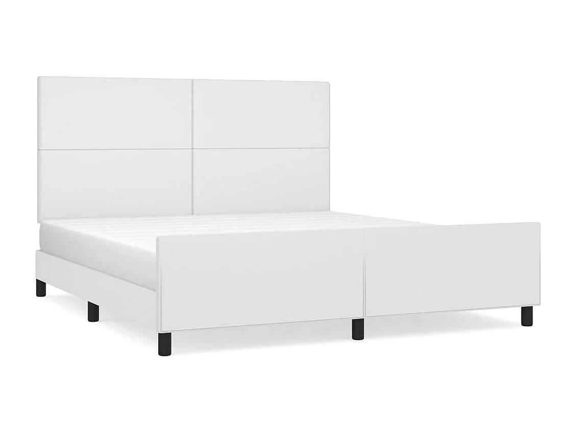 Cadre de lit sans matelas blanc similicuir
