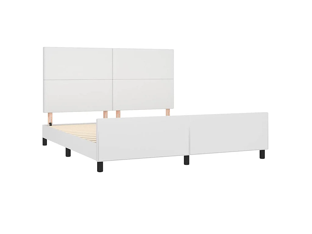 Cadre de lit sans matelas blanc similicuir