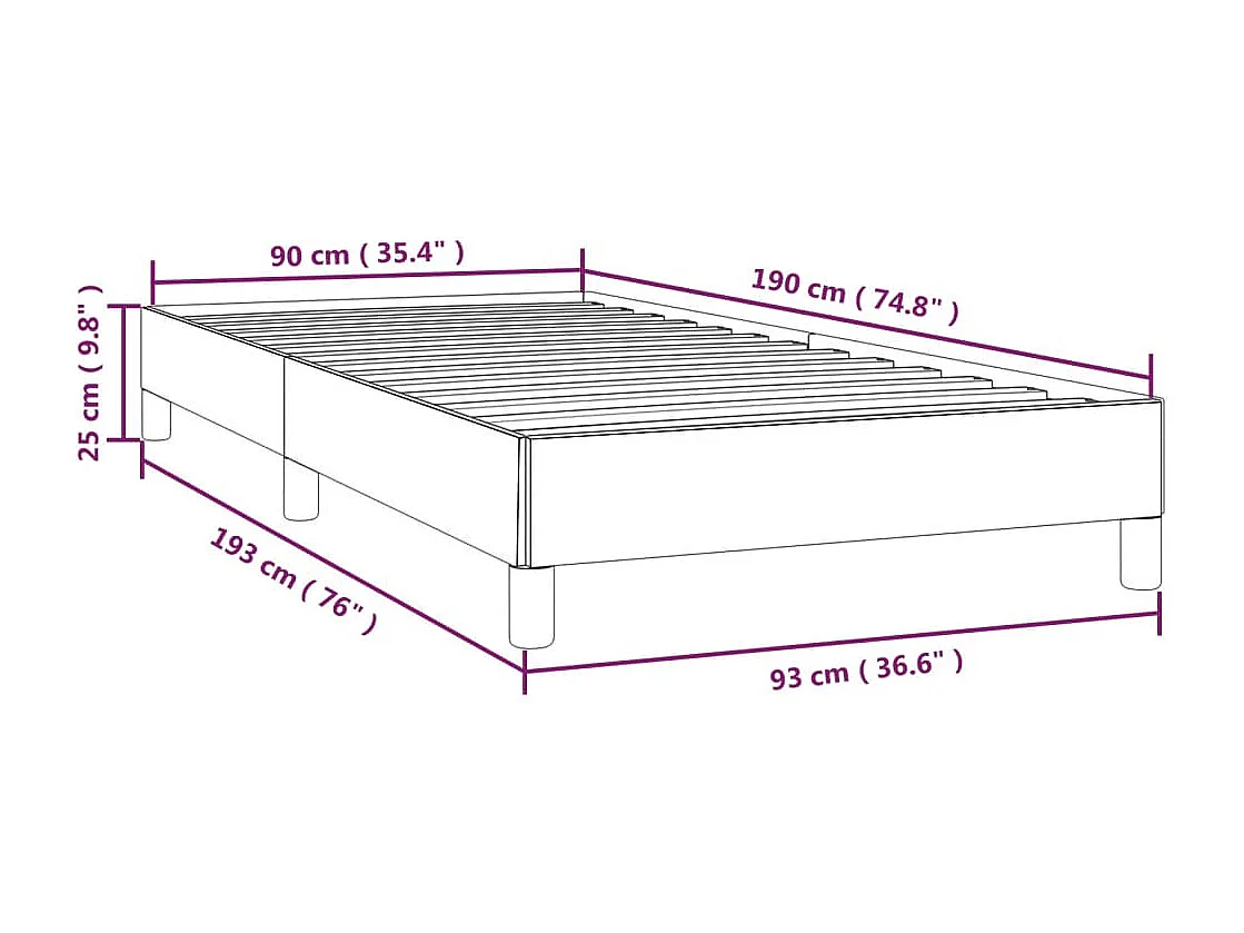 Cadre de lit sans matelas bleu 90x190 cm tissu