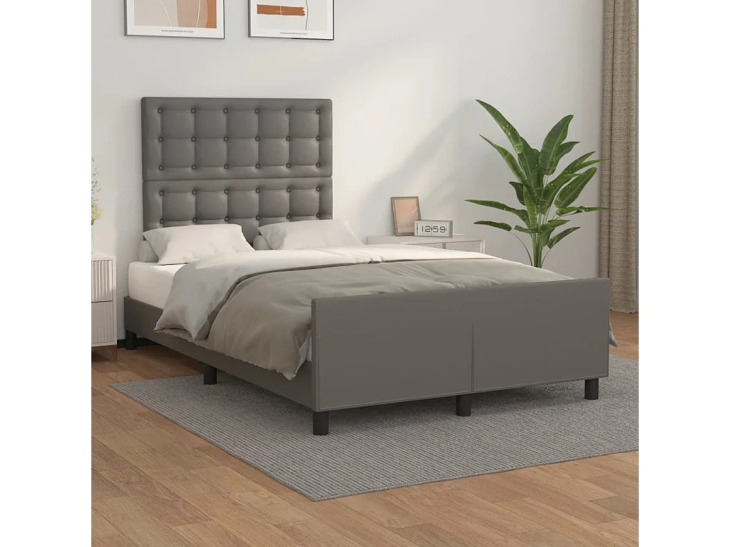 Bettgestell mit Kopfteil Grau 120x200 cm Kunstleder