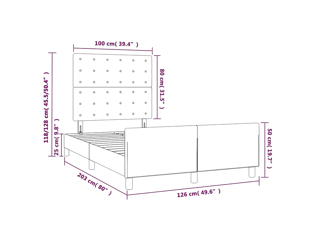 Bettgestell mit Kopfteil Grau 120x200 cm Kunstleder