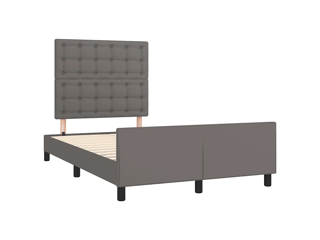 Bettgestell mit Kopfteil Grau 120x200 cm Kunstleder