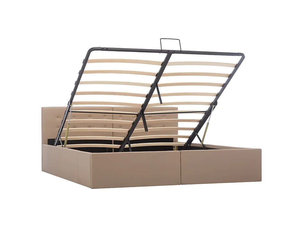 Bedframe met opslag hydraulisch kunstleer cappuccino 160x200 cm