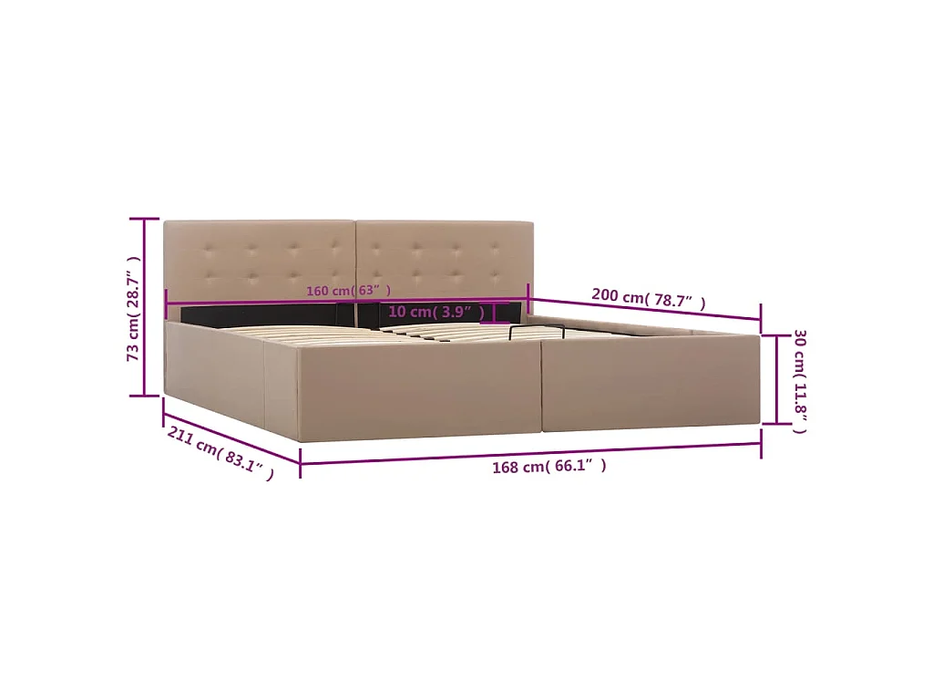 Bedframe met opslag hydraulisch kunstleer cappuccino 160x200 cm