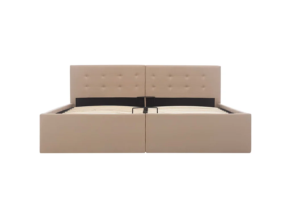 Bedframe met opslag hydraulisch kunstleer cappuccino 160x200 cm