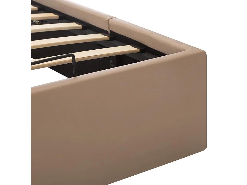 Bedframe met opslag hydraulisch kunstleer cappuccino 160x200 cm