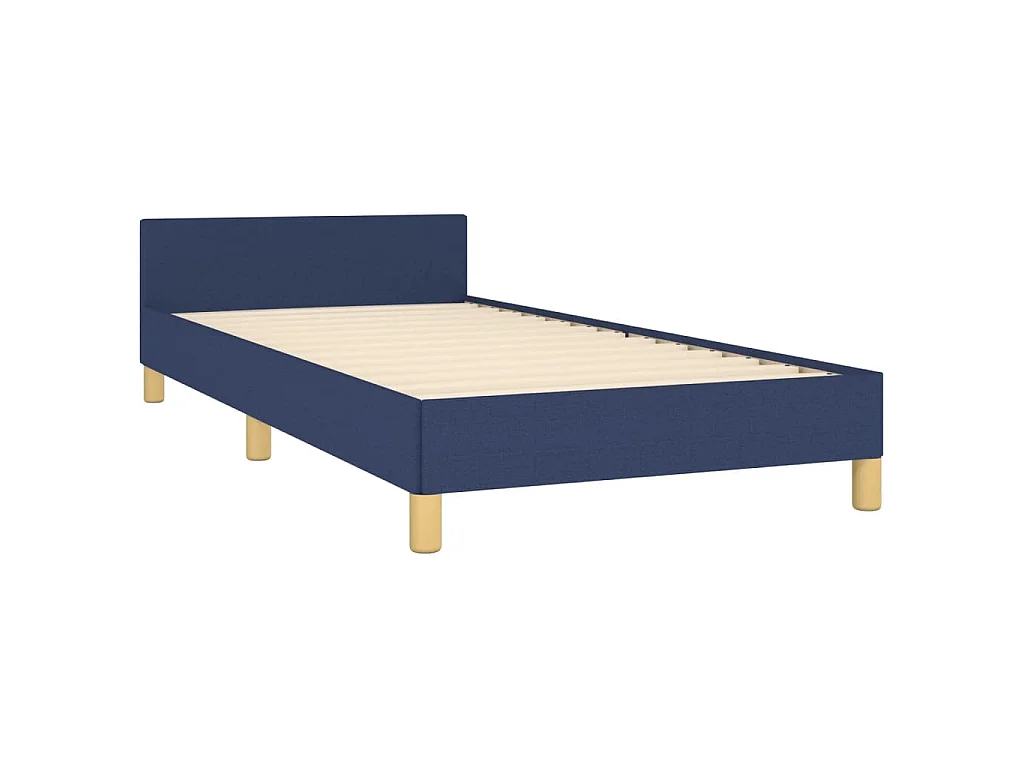 Cadre de lit sans matelas bleu 90x200 cm tissu