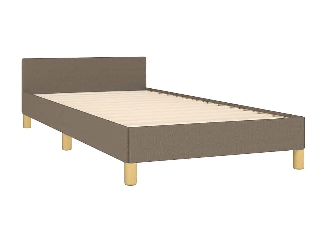 Cadre de lit avec tête de lit sans matelas taupe 80x200cm tissu