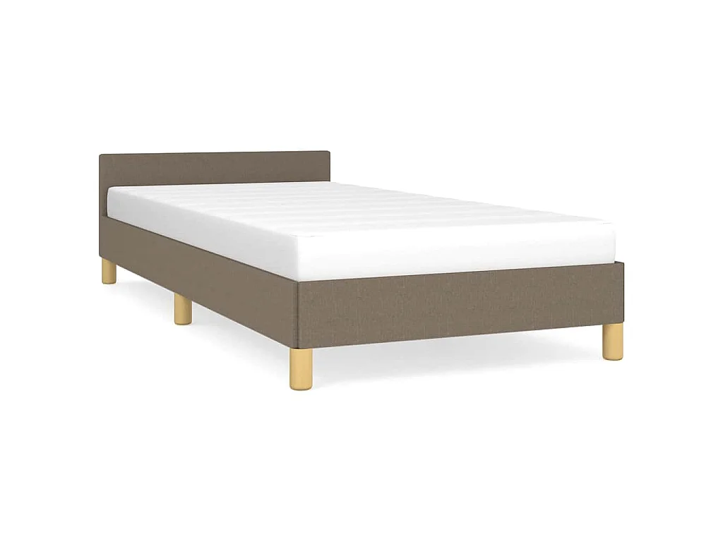 Estructura de cama con cabecero sin colchón tela taupe 80x200cm