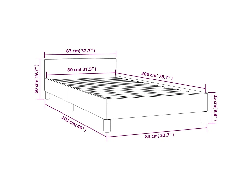 Estructura de cama con cabecero sin colchón tela taupe 80x200cm