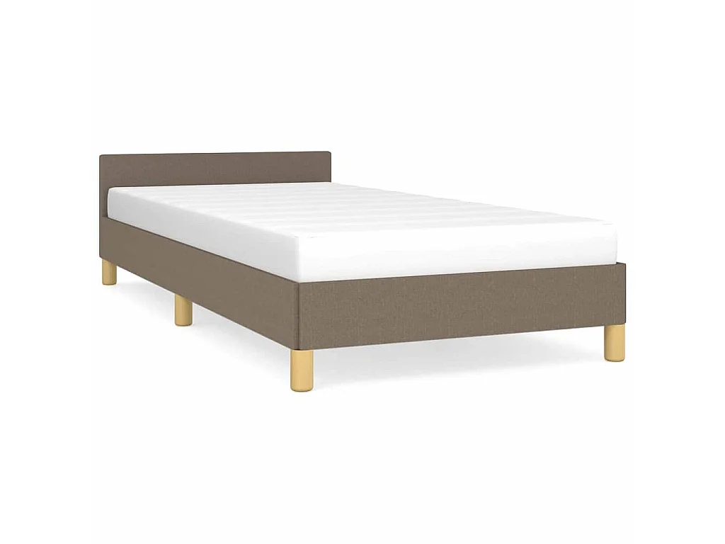 Cadre de lit avec tête de lit sans matelas taupe 80x200cm tissu