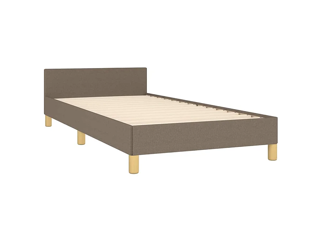 Cadre de lit avec tête de lit sans matelas taupe 80x200cm tissu