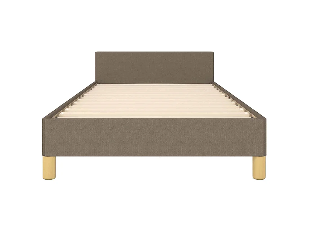 Cadre de lit avec tête de lit sans matelas taupe 80x200cm tissu