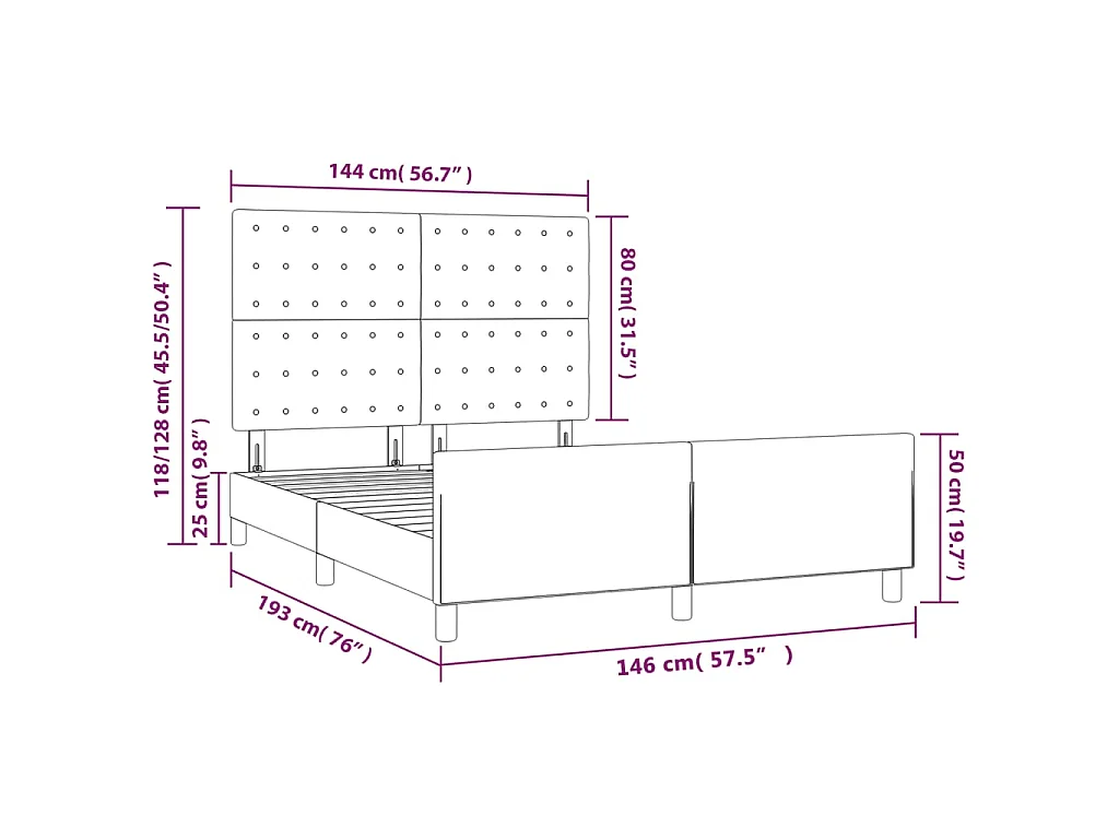 Bettgestell ohne Matratze Schwarz 140x190 cm Samt
