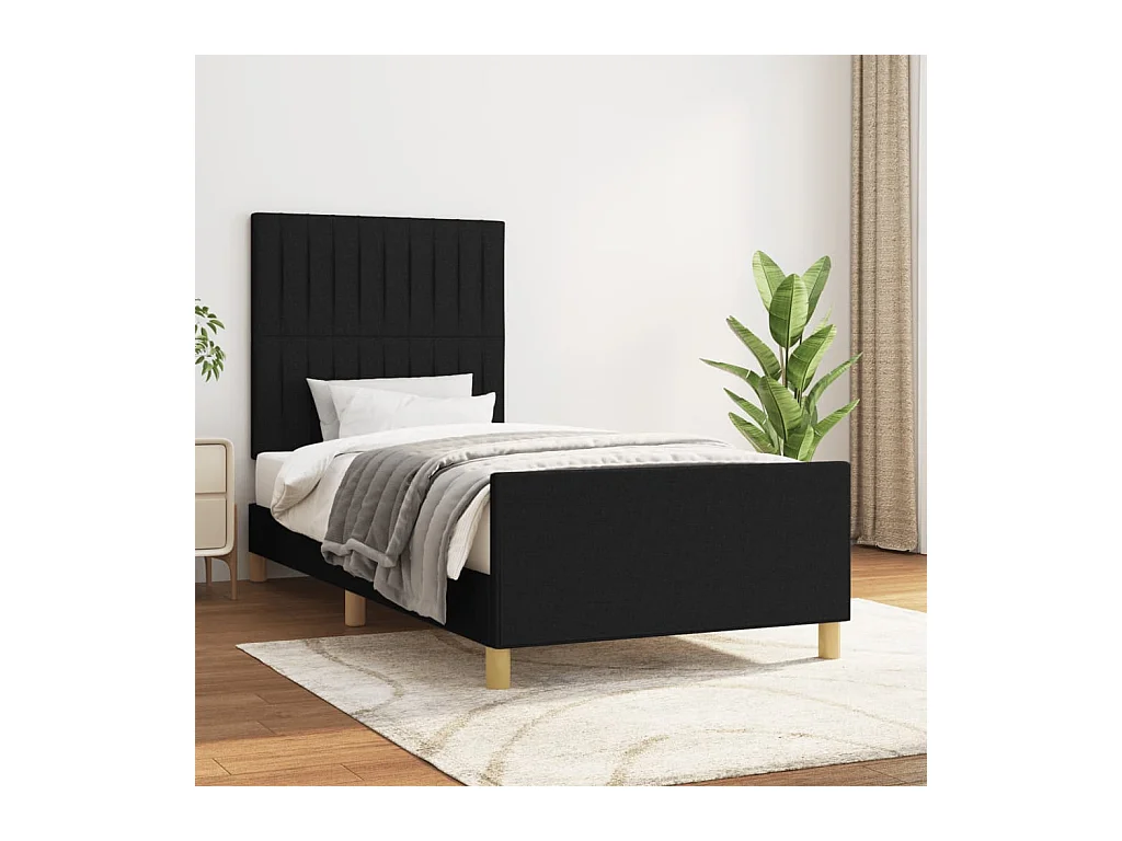Cadre de lit sans matelas noir 100x200 cm tissu