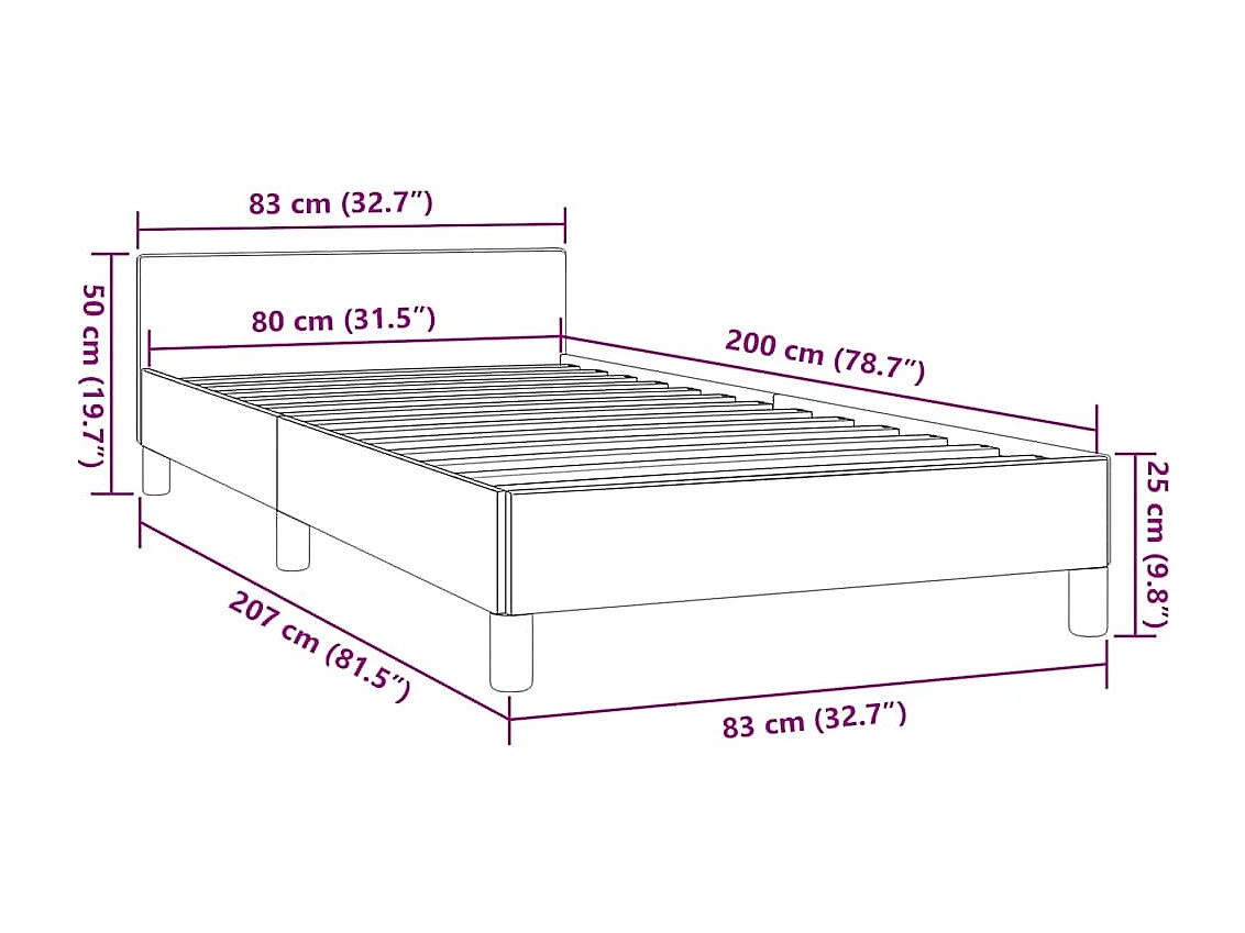Bedframe met hoofdeinde zonder matras 80x200 cm stof blauw