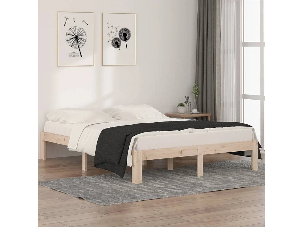 Cadre de lit sans matelas bois massif 150x200 cm
