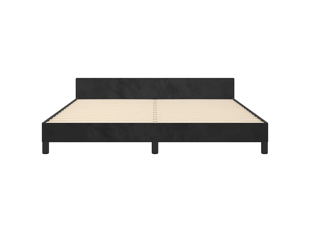 Bedframe met hoofdeinde fluweel zwart 180x200 cm