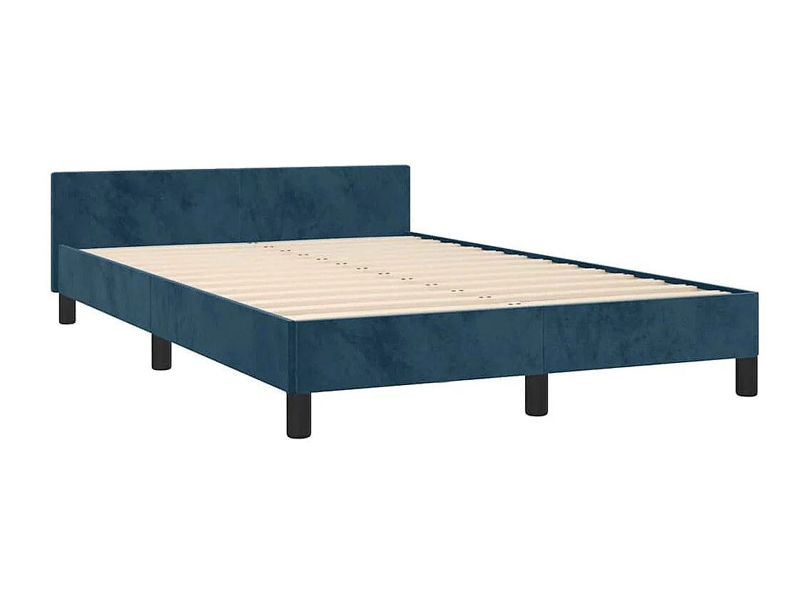 Cadre de lit sans matelas bleu foncé 120x200 cm velours