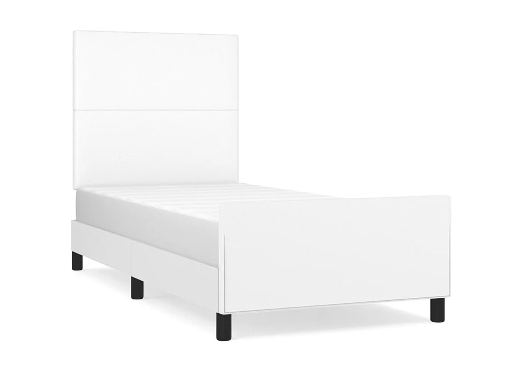 Bettgestell mit Kopfteil Weiß 100x200 cm Kunstleder