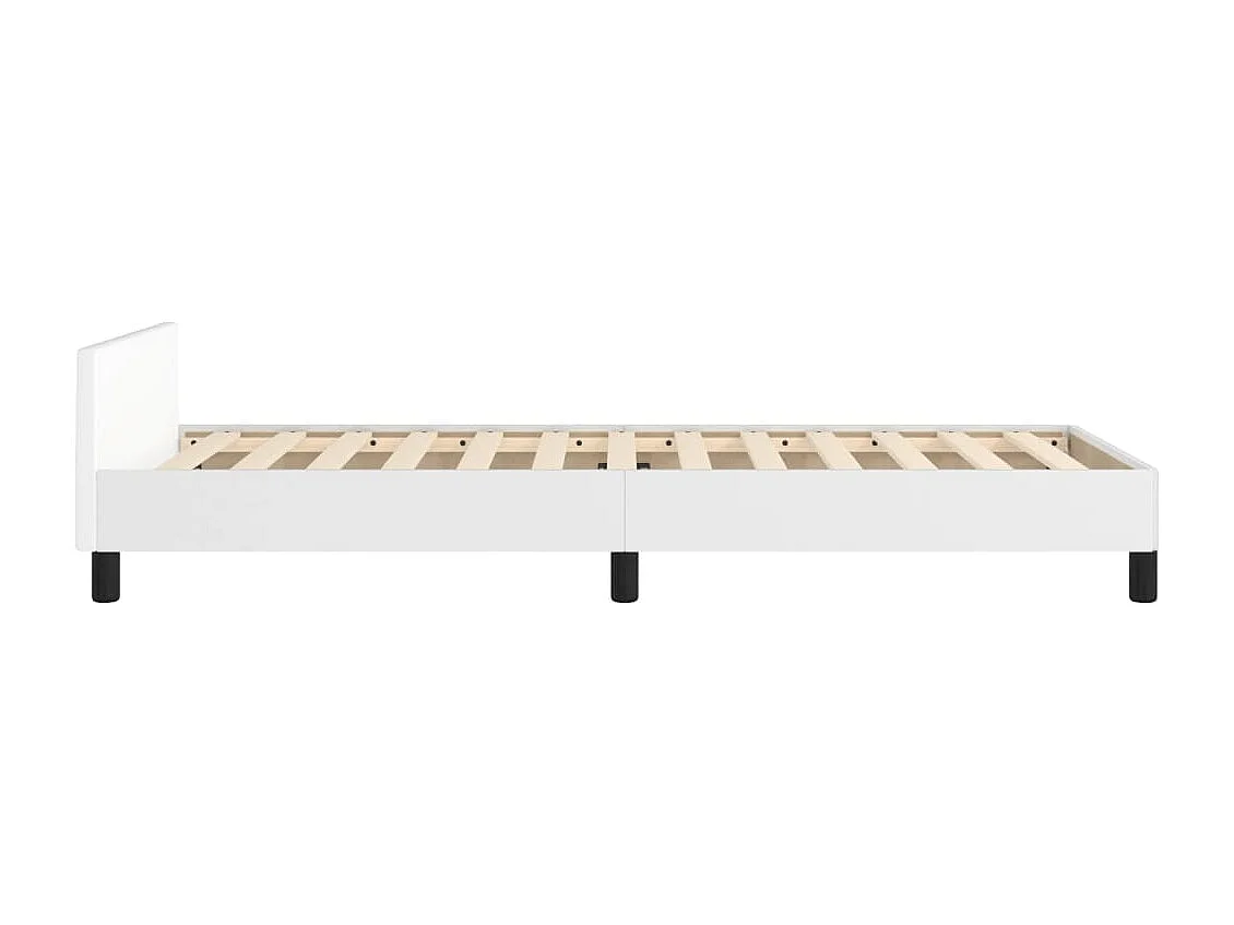 Bettgestell mit Kopfteil Weiß 100x200 cm Kunstleder