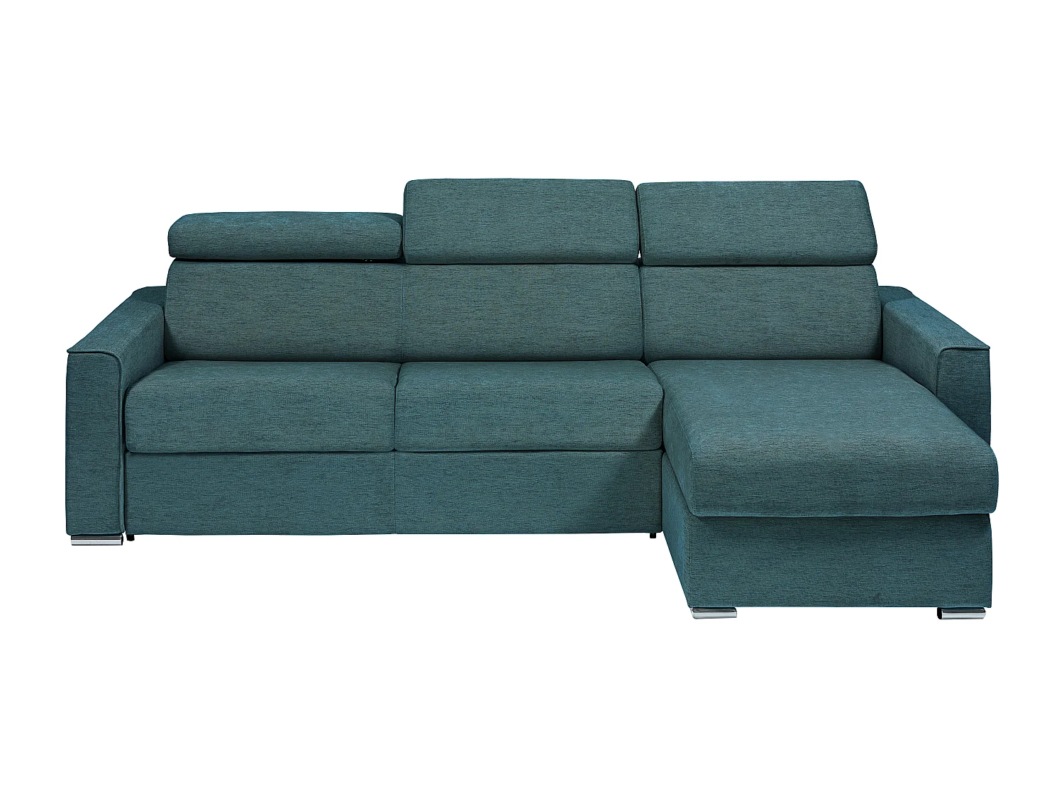 Vendbar reversibel sovesofa i blåt stof - Soveplads 140 cm - 14 cm madras - VIZIR