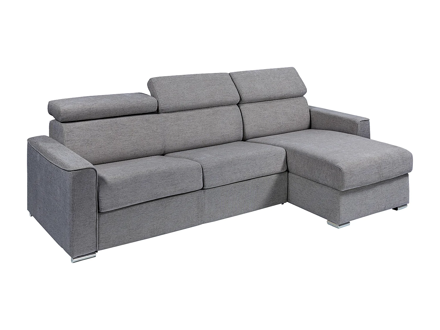 Vendbar vekselbar lynhurtig stofhjørnesofa i gris - Sengelejer med brede lameller 140 cm - 14 cm madras - VIZIR