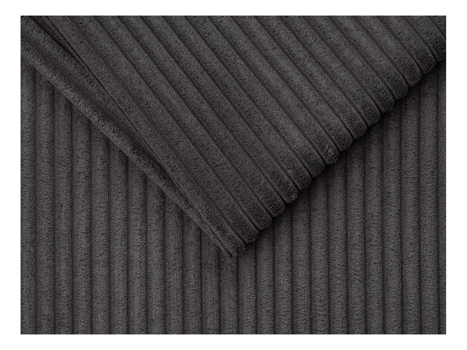 Canapé d'angle réversible convertible express en velours côtelé gris anthracite - Couchage à lattes larges 140 cm - Matelas 14 cm - VIZIR