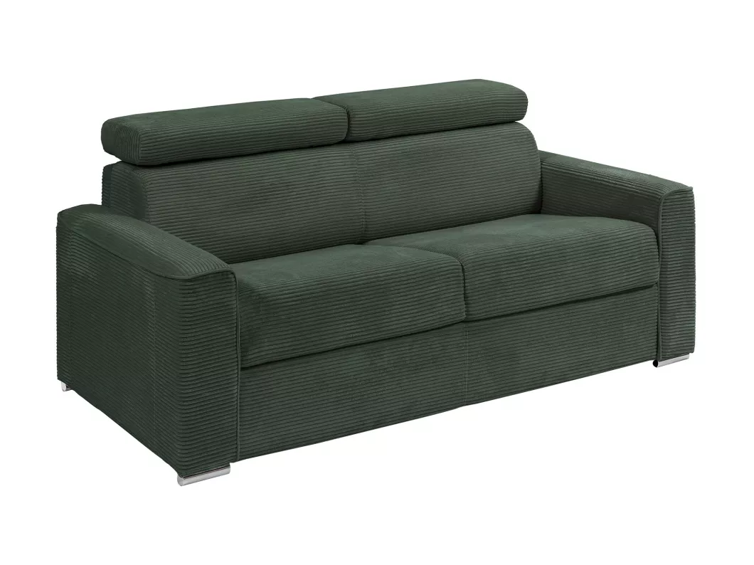 Kauf Unique Schlafsofa mit Matratze 3-Sitzer - Liegefläche mit Lattenrost mit breiten Latten 140 cm - Matratze 14 cm - Cord - Grün - VIZIR